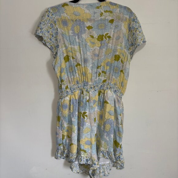 American Eagle Blue and Green Floral Romper - Size Large - Picture 2 of 12